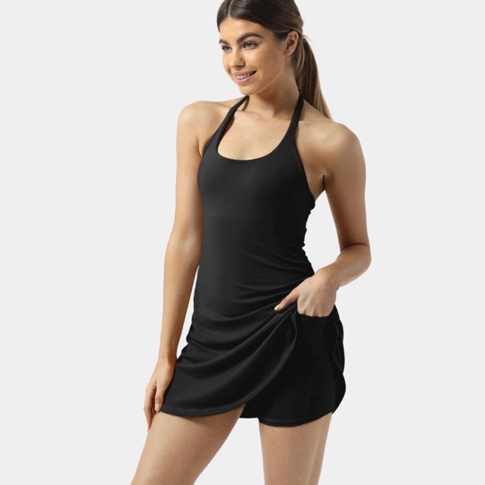 HALARA Halter Backless 2-in-1 Pocket Mini Slip Active Dress